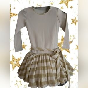 Striped Gold and Cream Kids Casual Dress